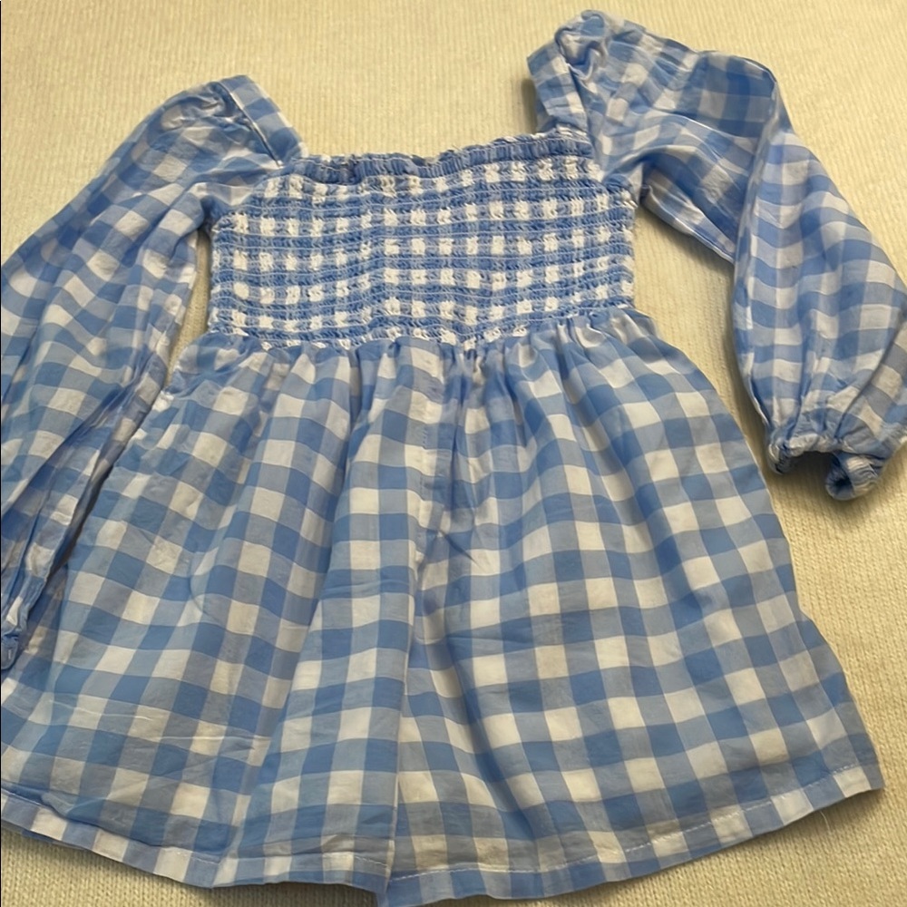 Janie and Jack Blue and White Gingham Blouse